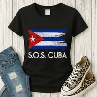 SOS Cuba Distressed Flag Women's T-Shirt thumb 3
