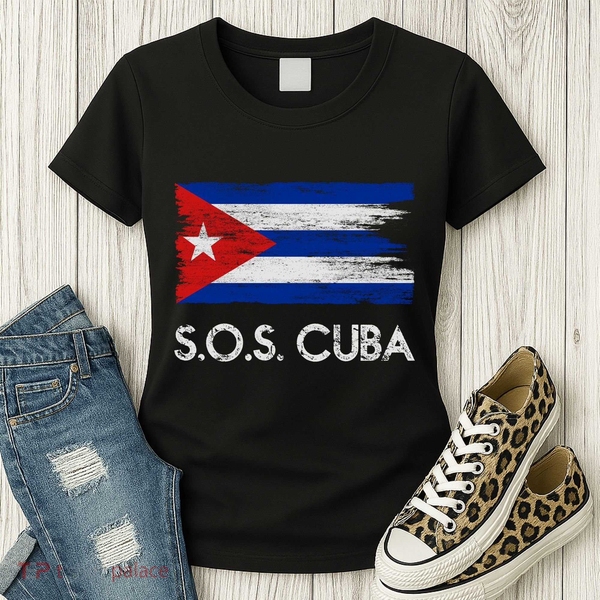 SOS Cuba Distressed Flag Women's T-Shirt