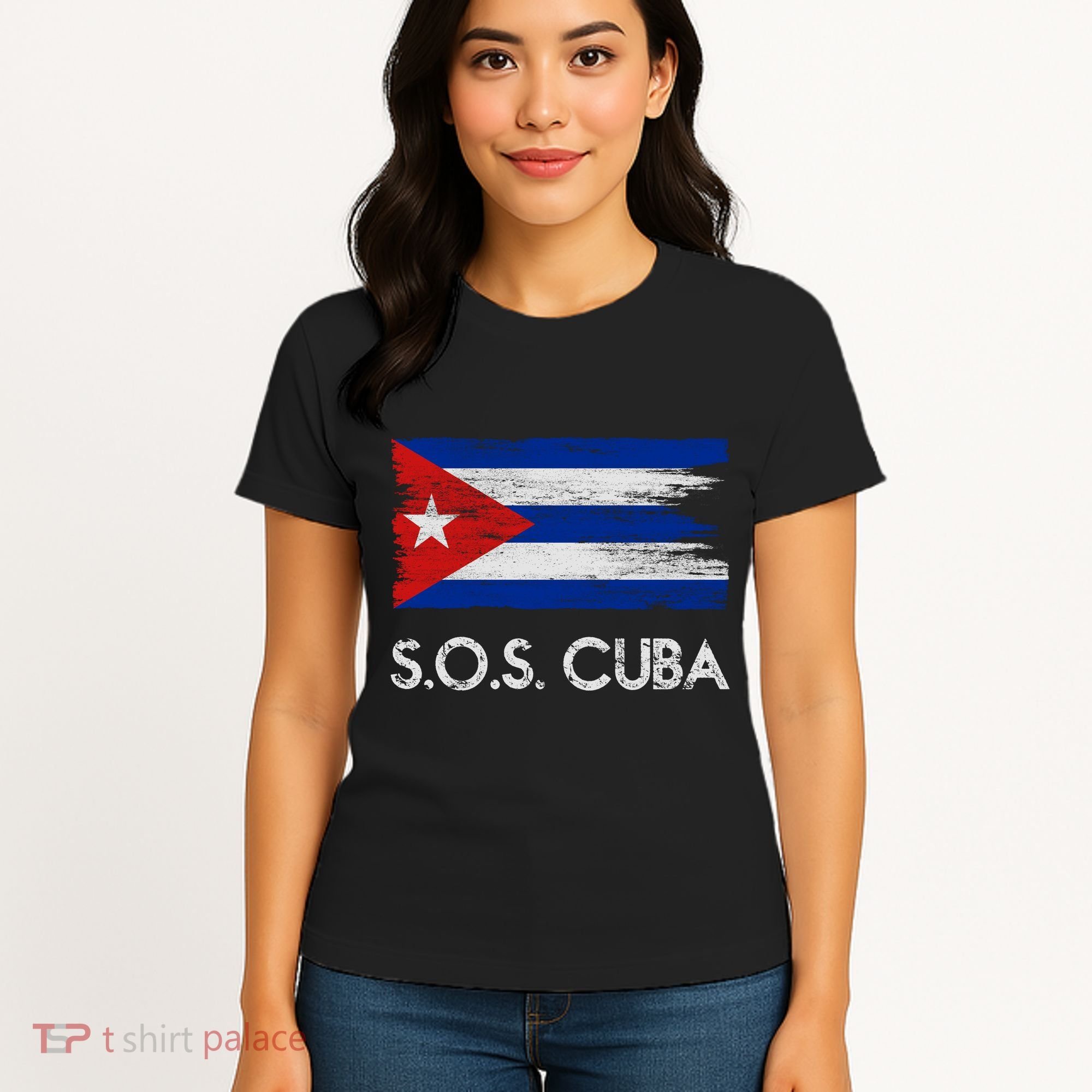 SOS Cuba Distressed Flag Women's T-Shirt