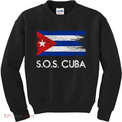 SOS Cuba Distressed Flag Kids Sweatshirt