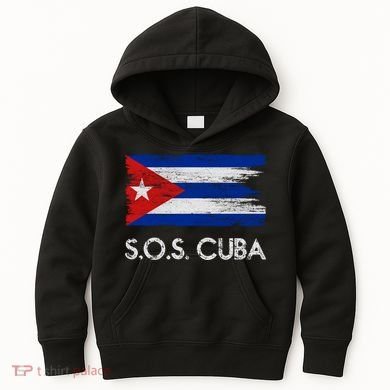 SOS Cuba Distressed Flag Kids Hoodie