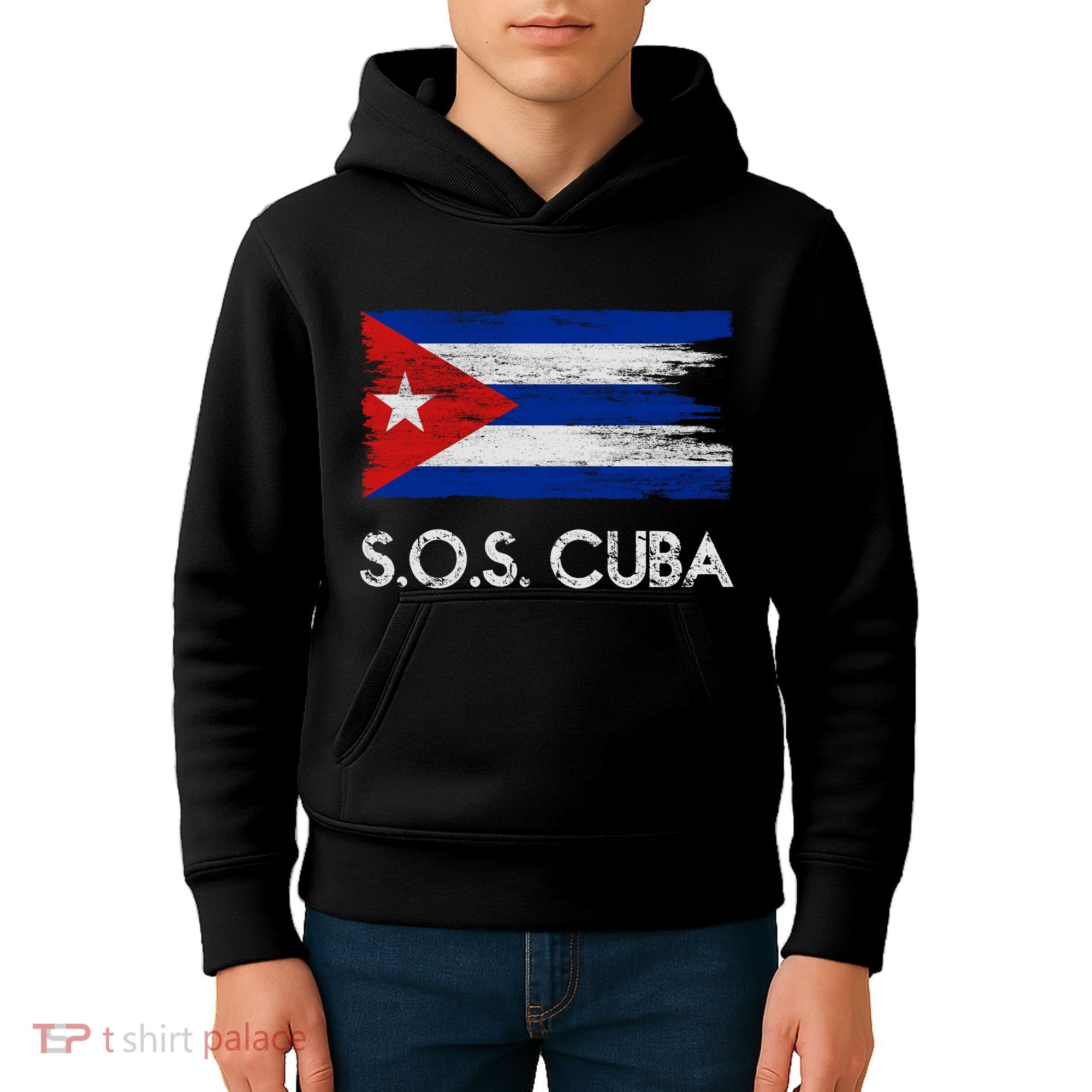 SOS Cuba Distressed Flag Kids Hoodie