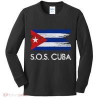 SOS Cuba Distressed Flag Kids Long Sleeve Shirt thumb 0