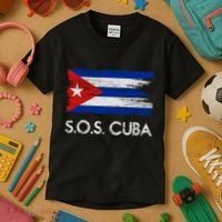 SOS Cuba Distressed Flag Kids T-Shirt thumb 3