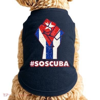 SOS Cuba Protest Fist Flag #SOSCUBA Doggie Tank