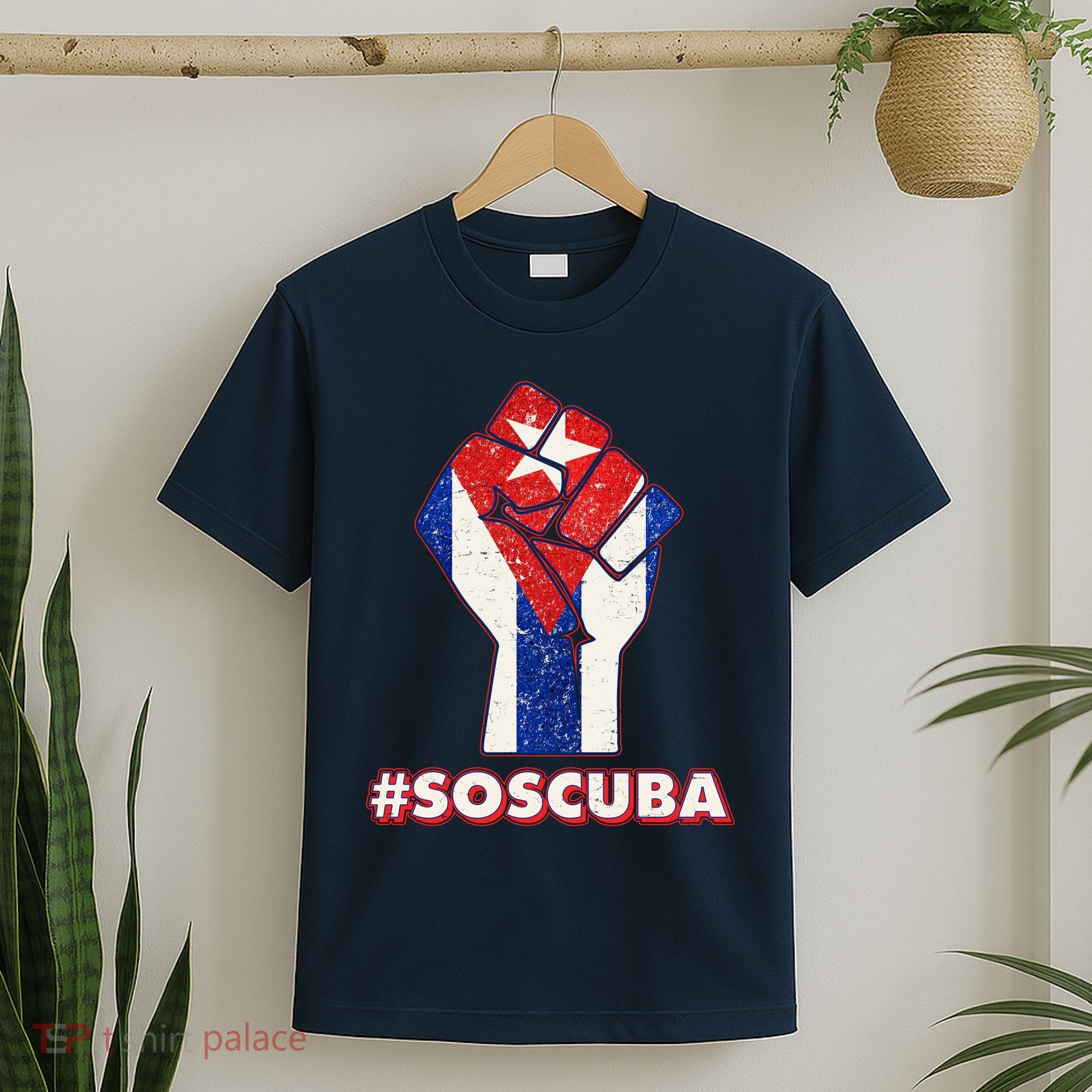 SOS Cuba Protest Fist Flag #SOSCUBA T-Shirt
