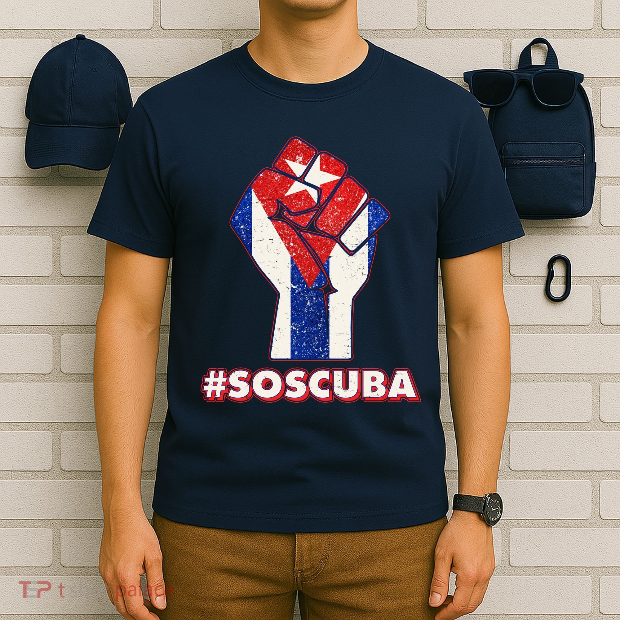 SOS Cuba Protest Fist Flag #SOSCUBA T-Shirt