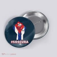 SOS Cuba Protest Fist Flag #SOSCUBA Button thumb 0