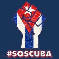 SOS Cuba Protest Fist Flag #SOSCUBA Button thumb 1