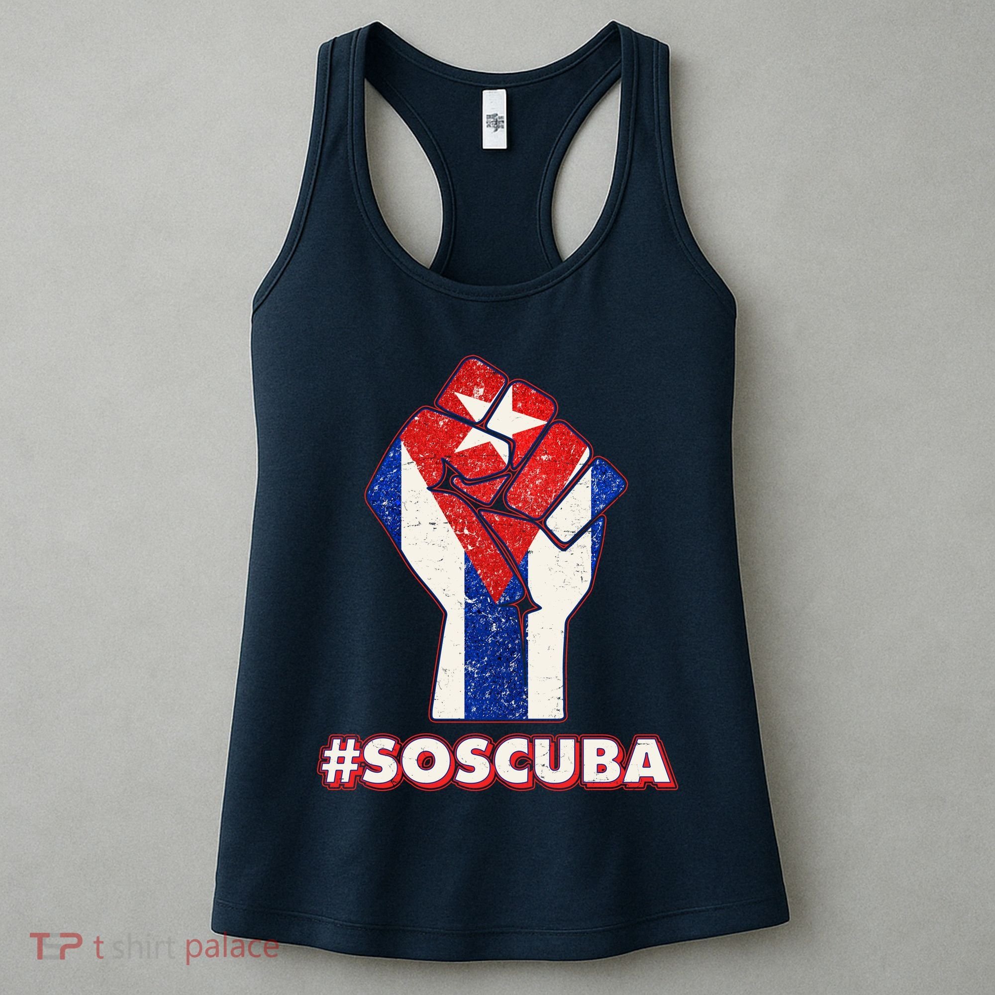 SOS Cuba Protest Fist Flag #SOSCUBA Women's Tank Top