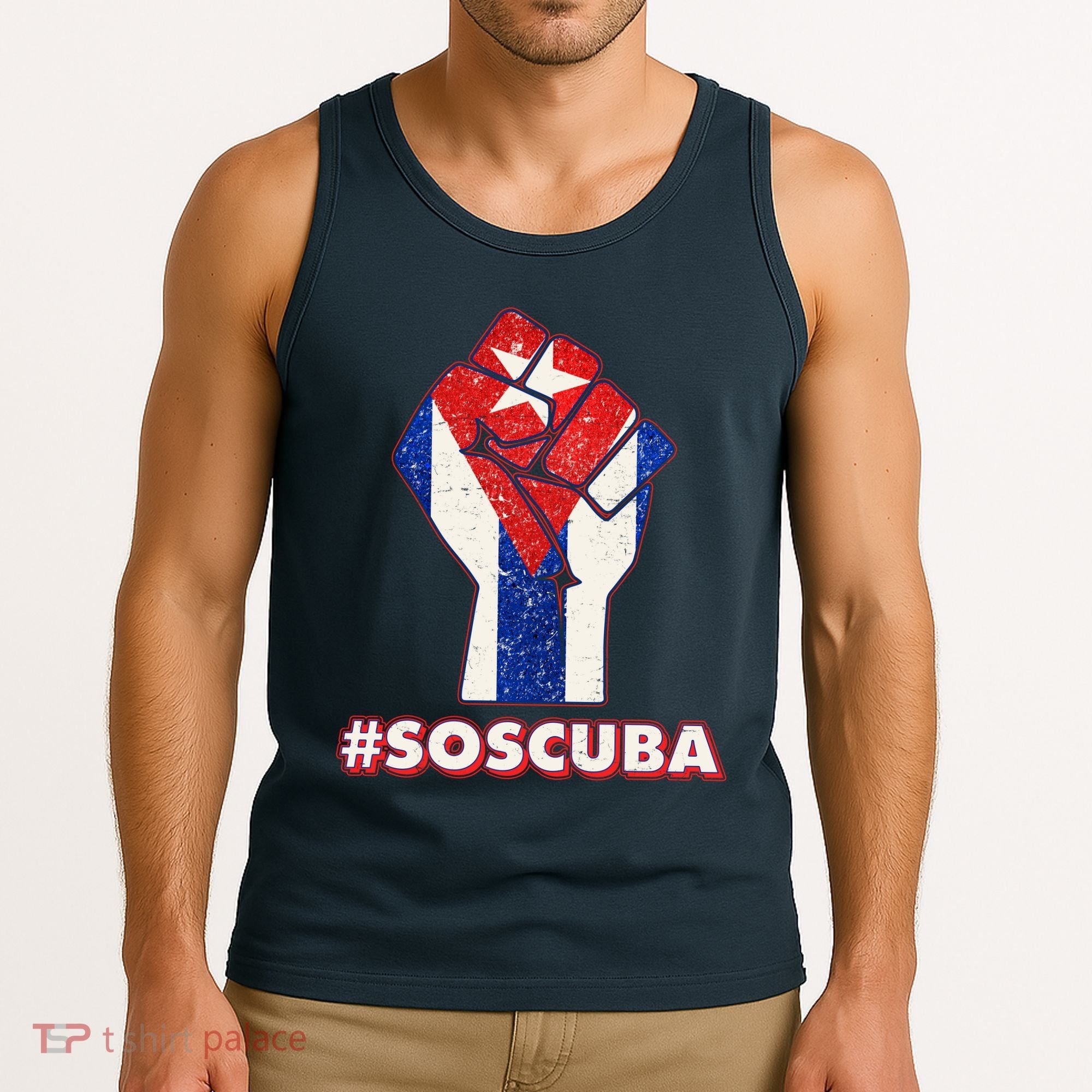 SOS Cuba Protest Fist Flag #SOSCUBA Tank Top
