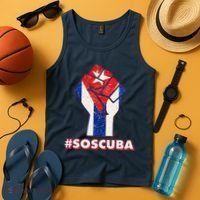 SOS Cuba Protest Fist Flag #SOSCUBA Tank Top thumb 4