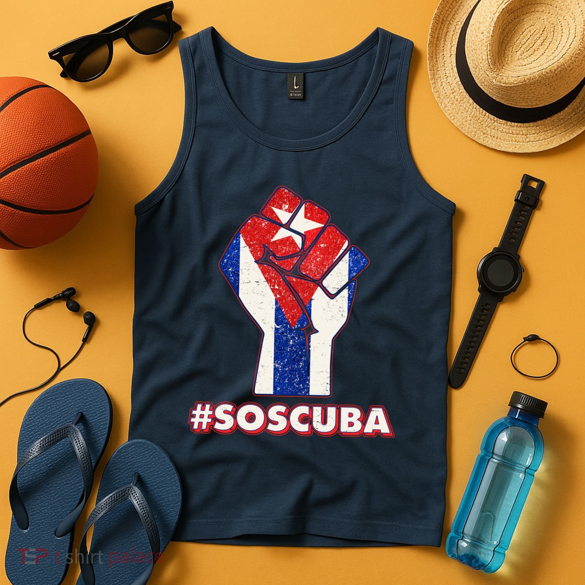 SOS Cuba Protest Fist Flag #SOSCUBA Tank Top