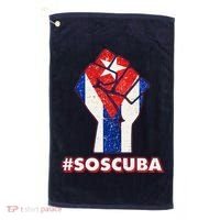SOS Cuba Protest Fist Flag #SOSCUBA Golf Towel thumb 0