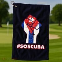 SOS Cuba Protest Fist Flag #SOSCUBA Golf Towel thumb 1