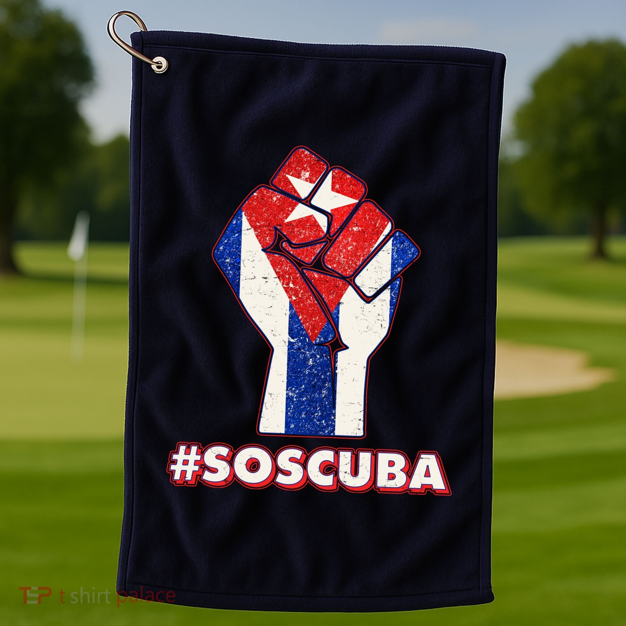 SOS Cuba Protest Fist Flag #SOSCUBA Golf Towel
