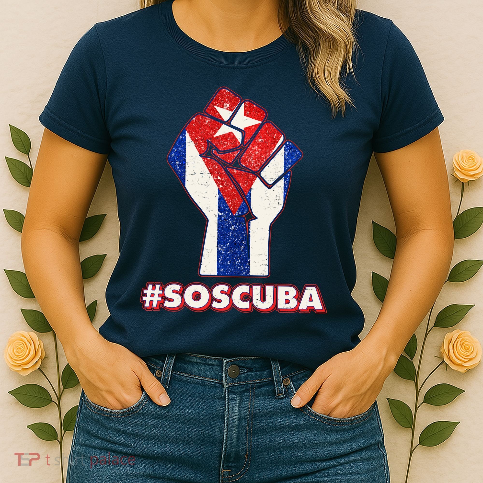 SOS Cuba Protest Fist Flag #SOSCUBA Women's T-Shirt