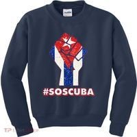 SOS Cuba Protest Fist Flag #SOSCUBA Kids Sweatshirt thumb 0
