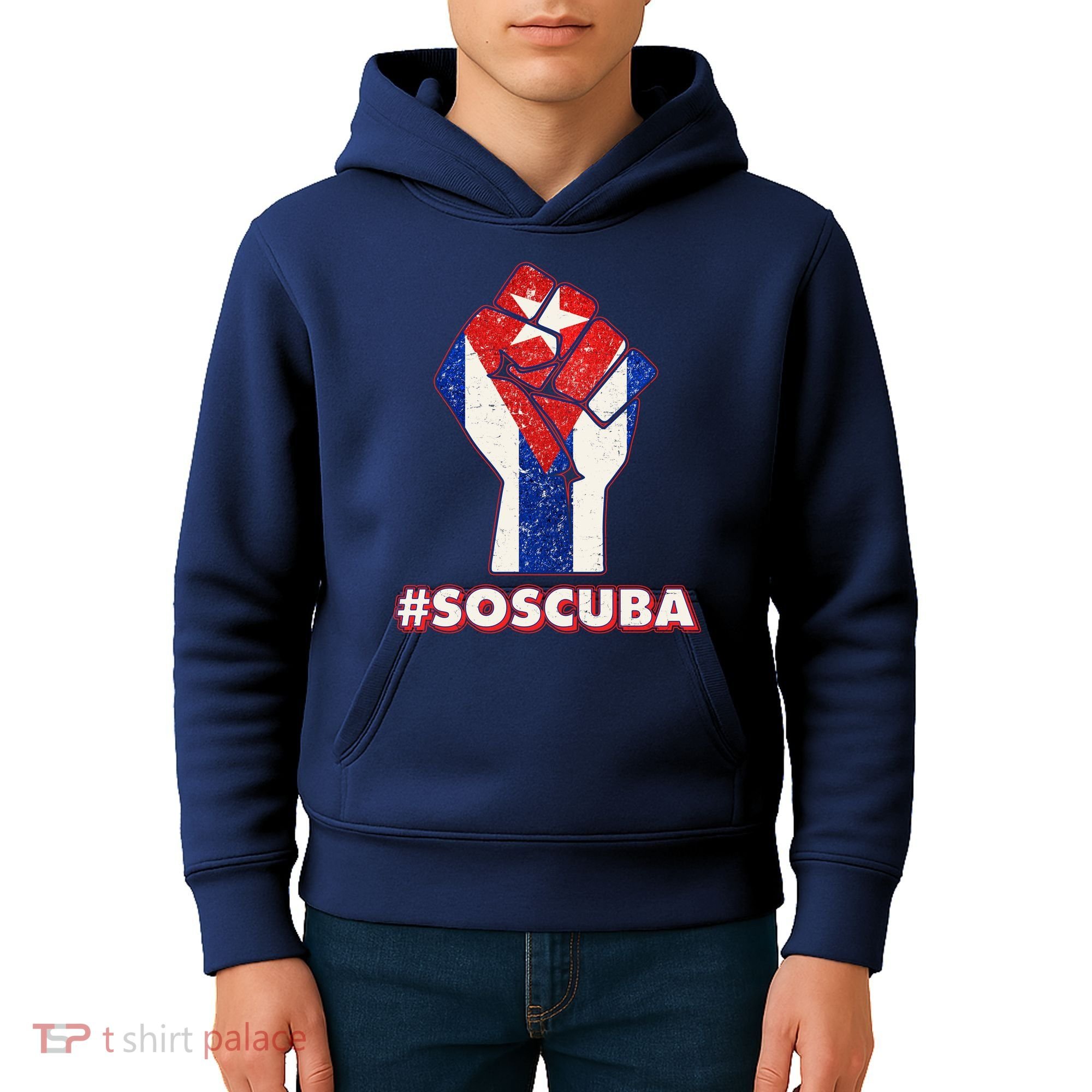 SOS Cuba Protest Fist Flag #SOSCUBA Kids Hoodie