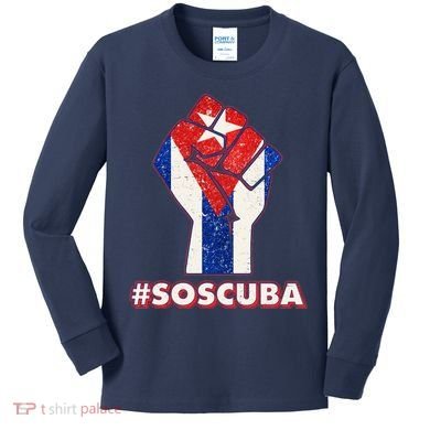 SOS Cuba Protest Fist Flag #SOSCUBA Kids Long Sleeve Shirt