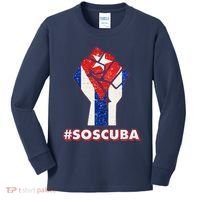 SOS Cuba Protest Fist Flag #SOSCUBA Kids Long Sleeve Shirt thumb 0