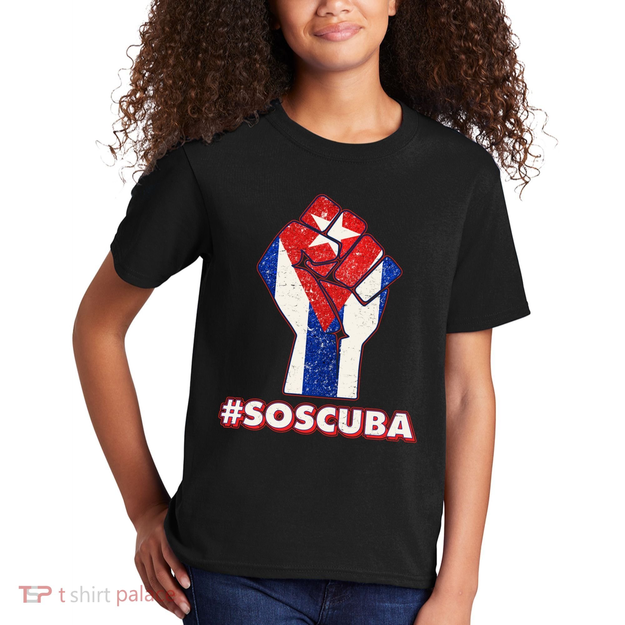 SOS Cuba Protest Fist Flag #SOSCUBA Kids T-Shirt