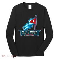 SOS Cuba Viva Cuba Libre Cubanos Bandera Cubana Long Sleeve Shirt thumb 0