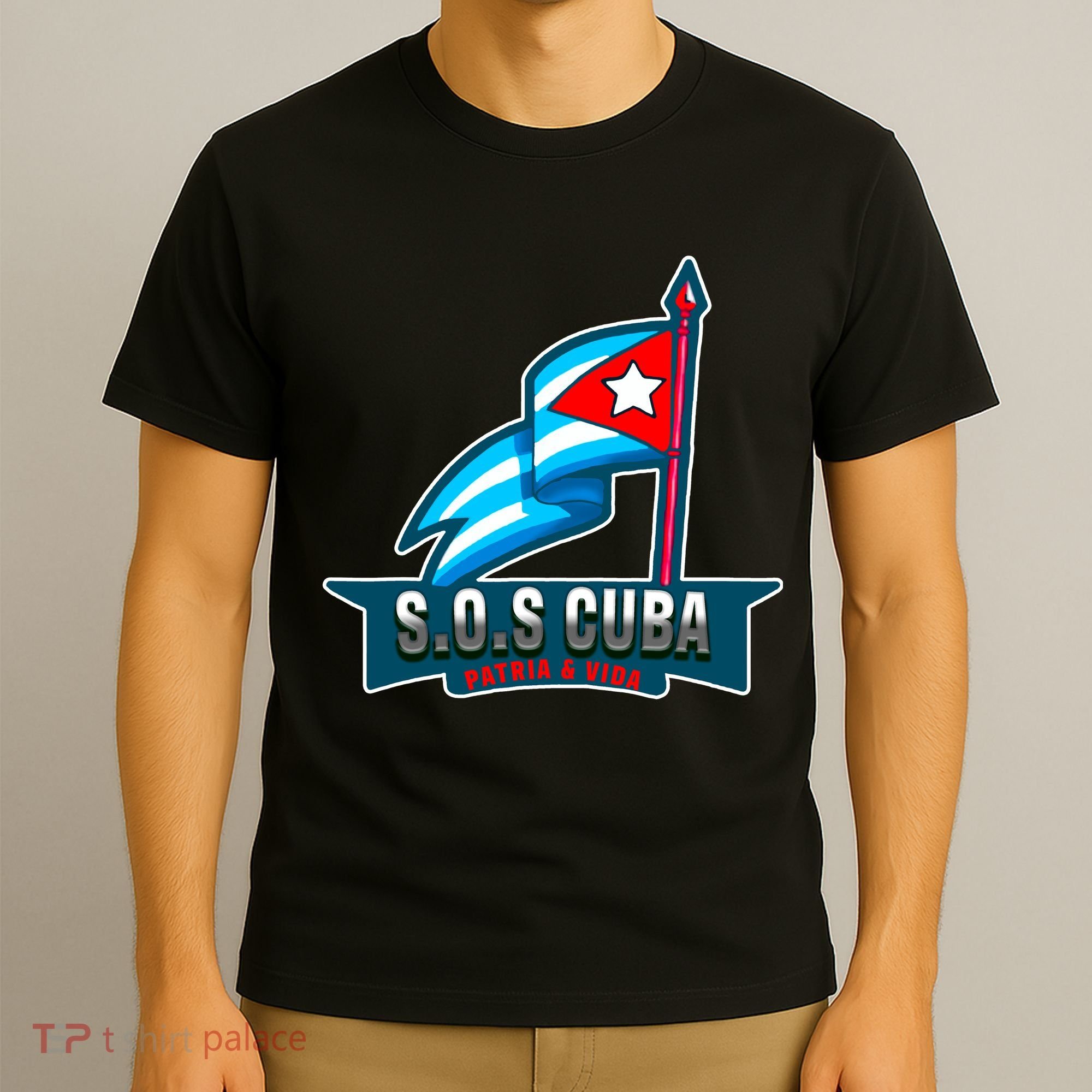 SOS Cuba Viva Cuba Libre Cubanos Bandera Cubana T-Shirt