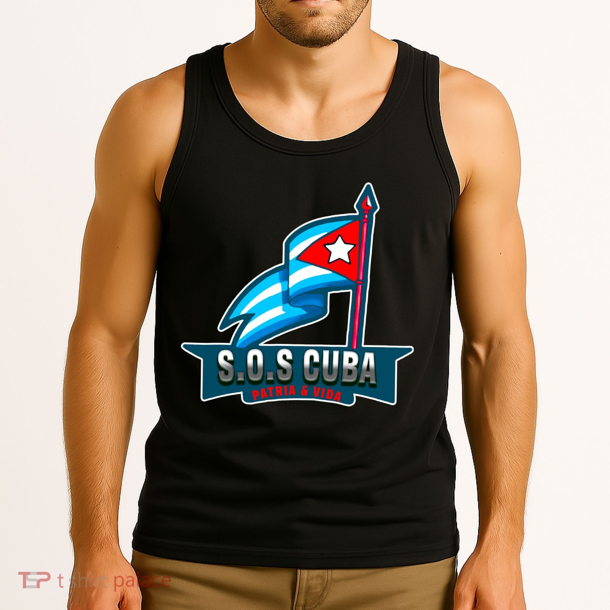 SOS Cuba Viva Cuba Libre Cubanos Bandera Cubana Tank Top