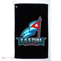 SOS Cuba Viva Cuba Libre Cubanos Bandera Cubana Golf Towel thumb 0