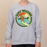 Surf Oregon! Surfing Bigfoot Funny Beach Sasquatch Surfer Shirt Women's Sweatshirt thumb 0