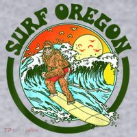 Surf Oregon! Surfing Bigfoot Funny Beach Sasquatch Surfer Shirt Women's Sweatshirt thumb 2