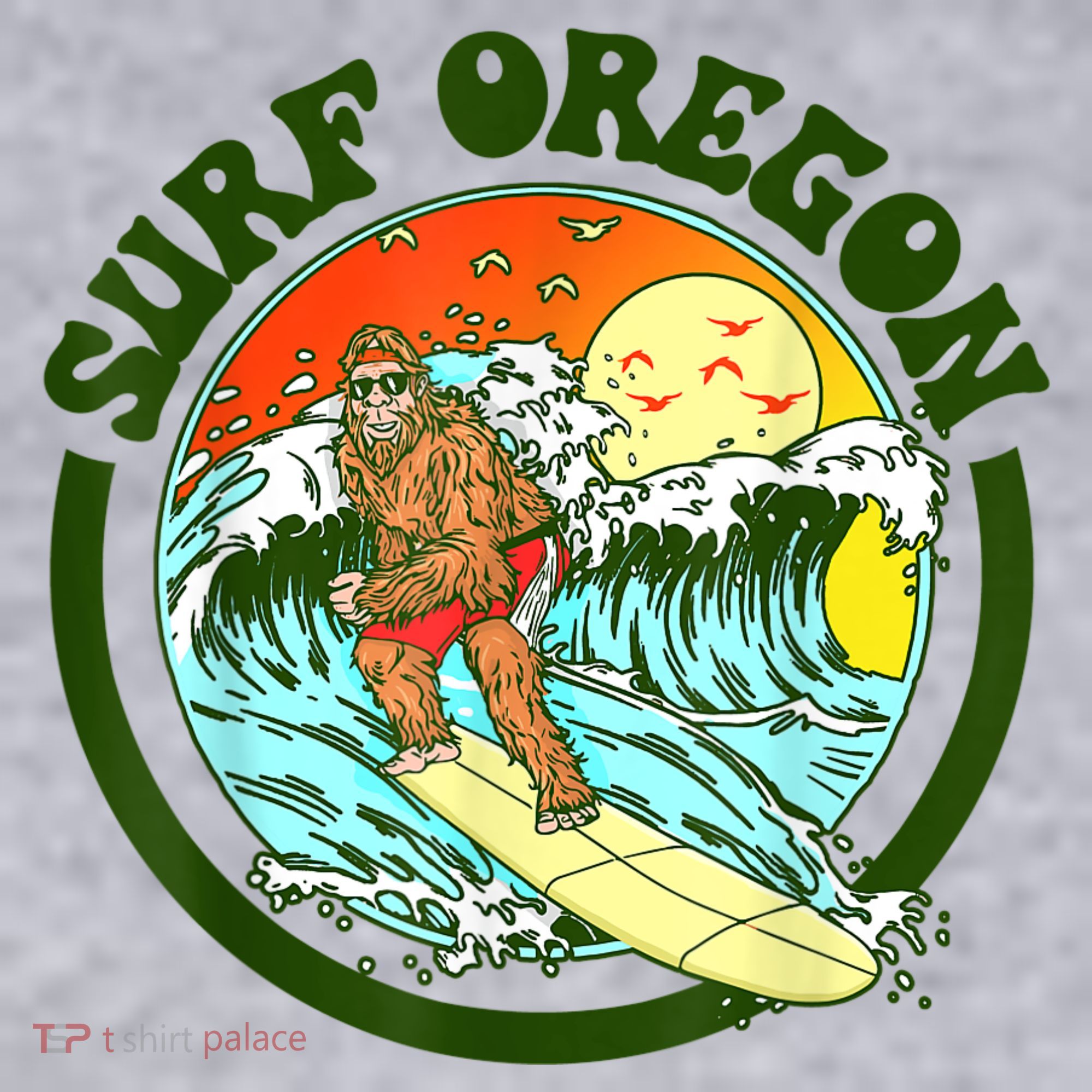 Surf Oregon! Surfing Bigfoot Funny Beach Sasquatch Surfer Shirt Women's Sweatshirt