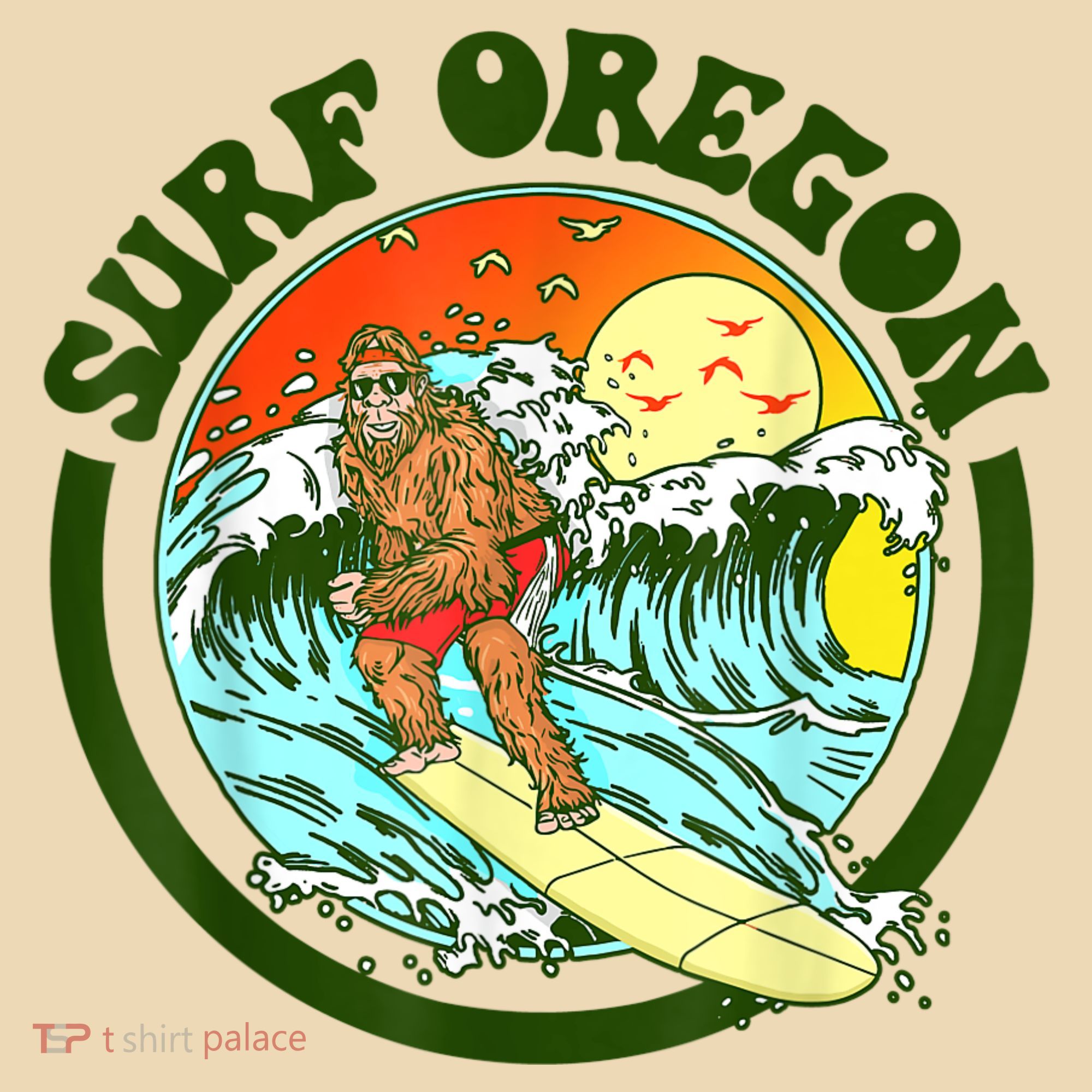 Surf Oregon! Surfing Bigfoot Funny Beach Sasquatch Surfer Shirt Tote Bag