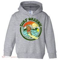 Surf Oregon! Surfing Bigfoot Funny Beach Sasquatch Surfer Shirt Toddler Hoodie thumb 0