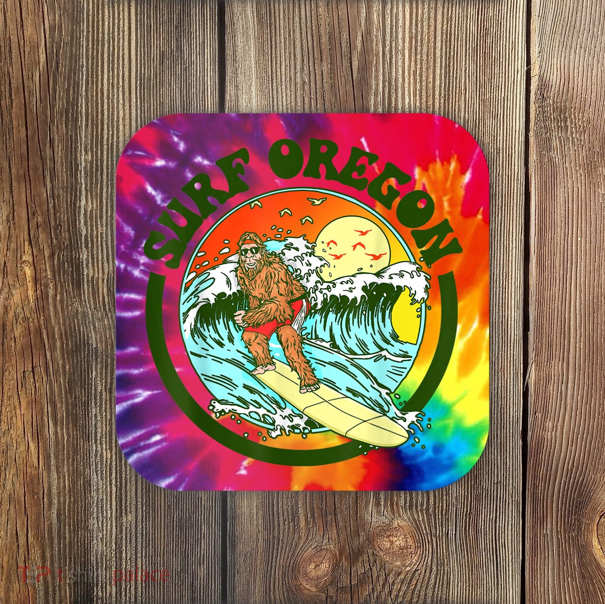 Surf Oregon! Surfing Bigfoot Funny Beach Sasquatch Surfer Shirt Coaster