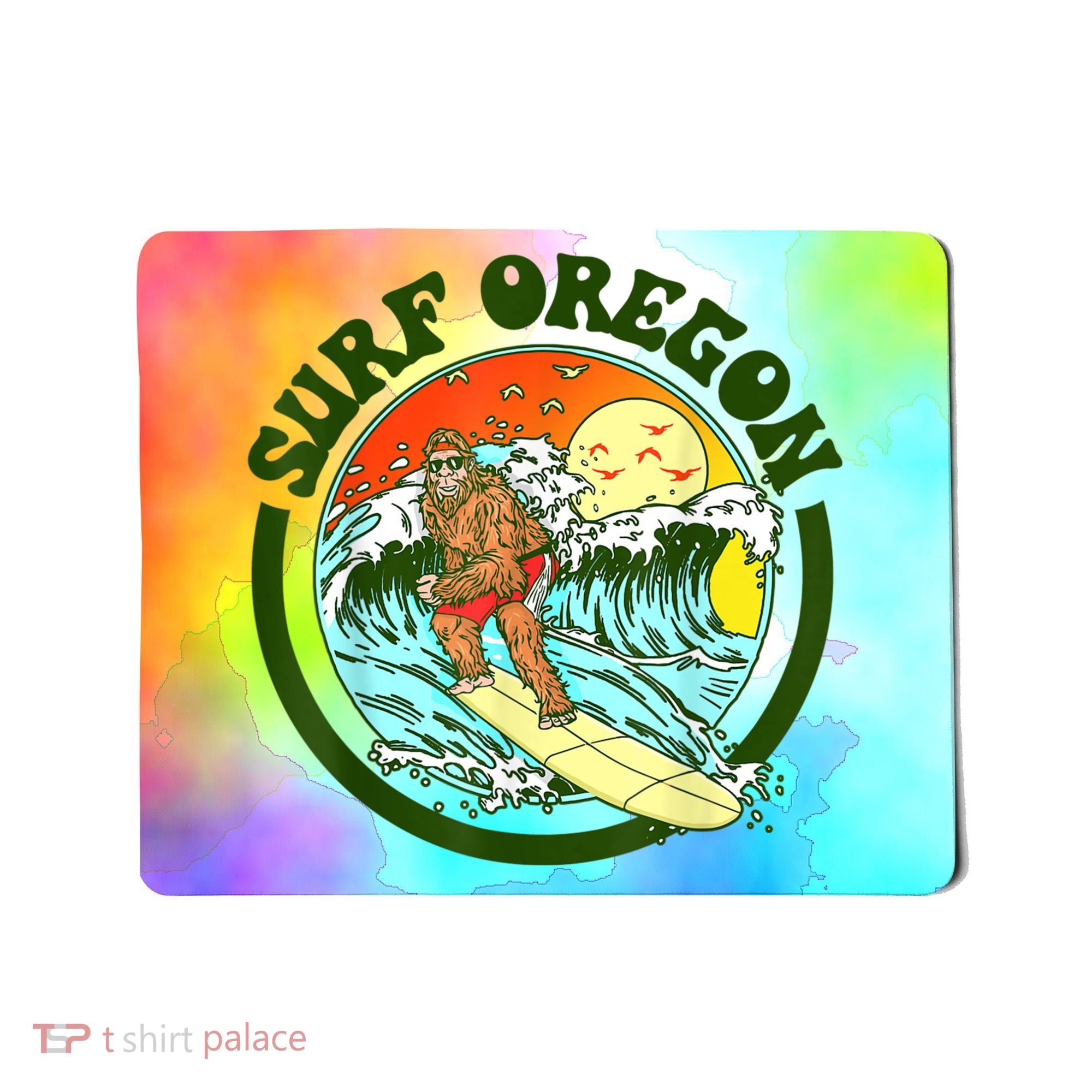 Surf Oregon! Surfing Bigfoot Funny Beach Sasquatch Surfer Shirt Mousepad