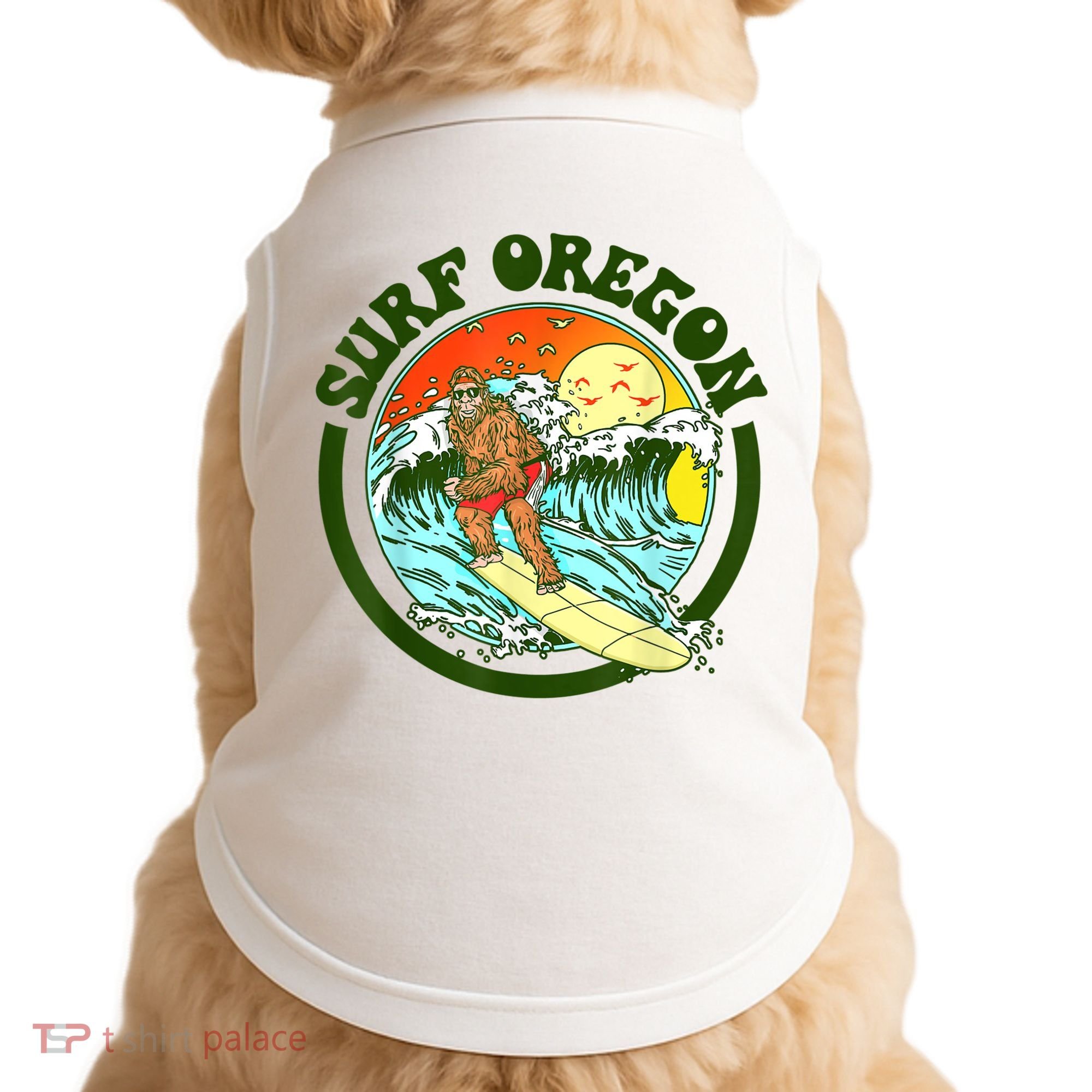 Surf Oregon! Surfing Bigfoot Funny Beach Sasquatch Surfer Shirt Doggie Tank