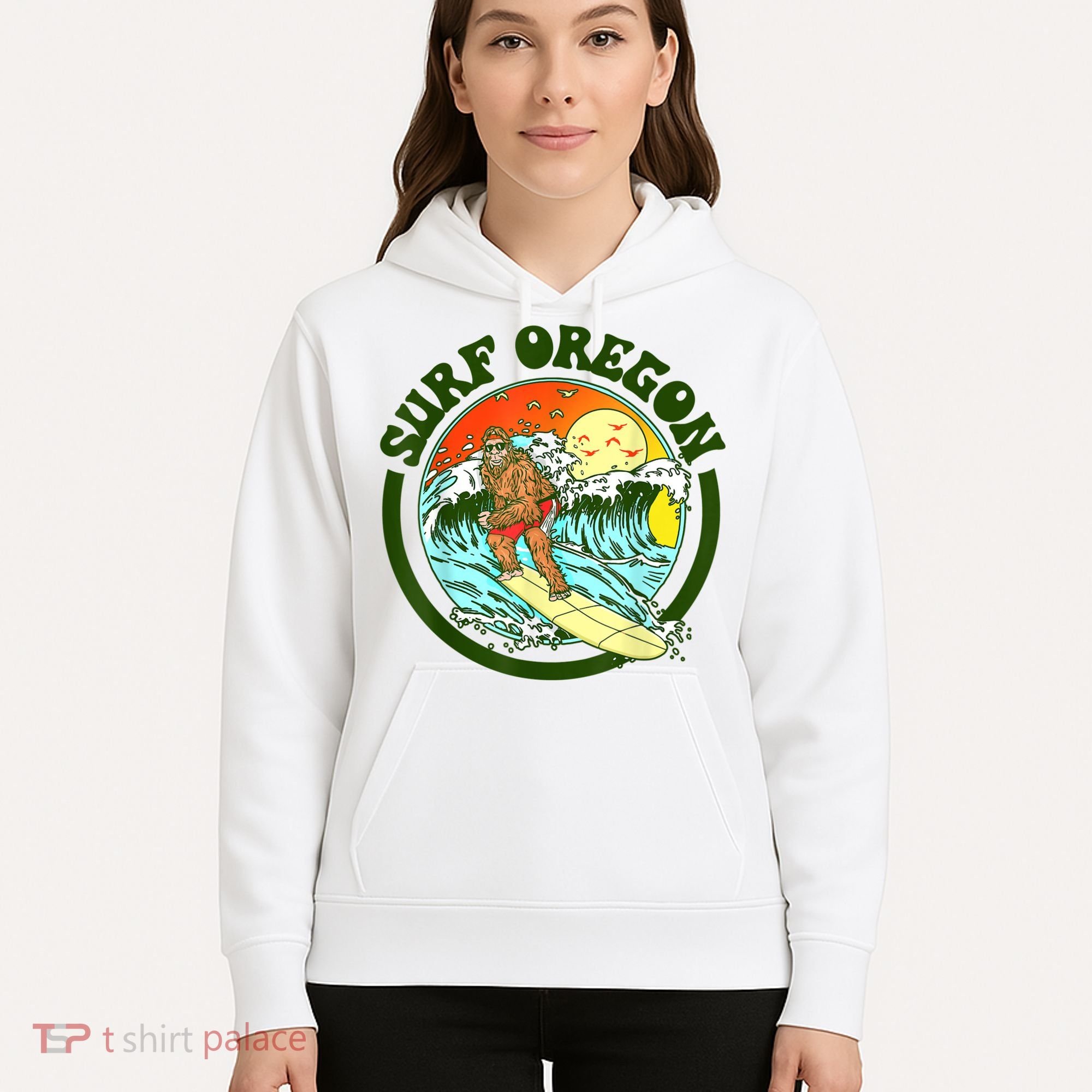 Surf Oregon! Surfing Bigfoot Funny Beach Sasquatch Surfer Shirt Hoodie