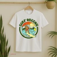 Surf Oregon! Surfing Bigfoot Funny Beach Sasquatch Surfer Shirt T-Shirt thumb 2