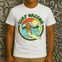 Surf Oregon! Surfing Bigfoot Funny Beach Sasquatch Surfer Shirt T-Shirt thumb 3