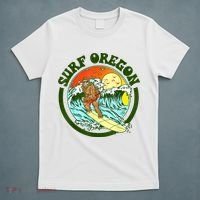 Surf Oregon! Surfing Bigfoot Funny Beach Sasquatch Surfer Shirt T-Shirt thumb 5