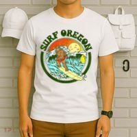 Surf Oregon! Surfing Bigfoot Funny Beach Sasquatch Surfer Shirt T-Shirt thumb 6
