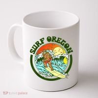 Surf Oregon! Surfing Bigfoot Funny Beach Sasquatch Surfer Shirt Coffee Mug thumb 0