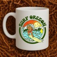 Surf Oregon! Surfing Bigfoot Funny Beach Sasquatch Surfer Shirt Coffee Mug thumb 2