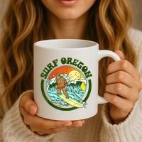 Surf Oregon! Surfing Bigfoot Funny Beach Sasquatch Surfer Shirt Coffee Mug thumb 3