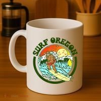Surf Oregon! Surfing Bigfoot Funny Beach Sasquatch Surfer Shirt Coffee Mug thumb 4