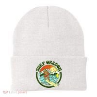 Surf Oregon! Surfing Bigfoot Funny Beach Sasquatch Surfer Shirt Beanie thumb 0