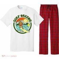 Surf Oregon! Surfing Bigfoot Funny Beach Sasquatch Surfer Shirt Pajama Set thumb 0