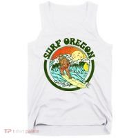 Surf Oregon! Surfing Bigfoot Funny Beach Sasquatch Surfer Shirt Tank Top thumb 0
